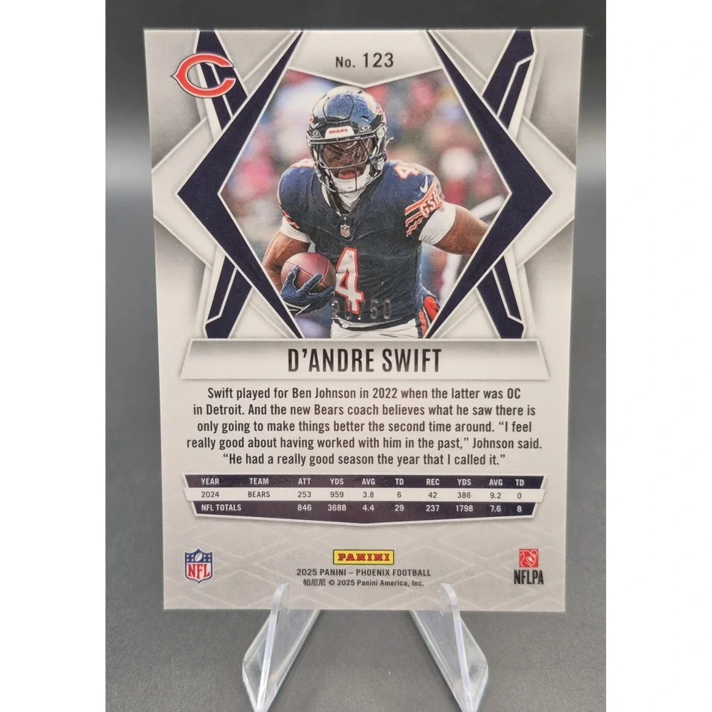 2025 Panini Phoenix D'Andre Swift #123 Teal Mojo /50 SSP Chicago Bears